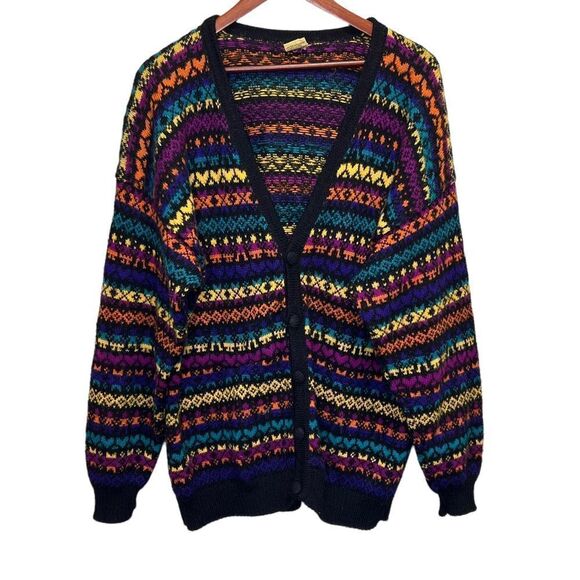 Vintage Peadys Rainbow Alpaca Wool Cardigan Sweater - Picture 2 of 12